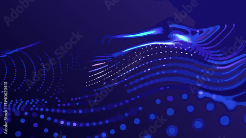 Abstract digital wave with glowing particles and dynamic blue tones