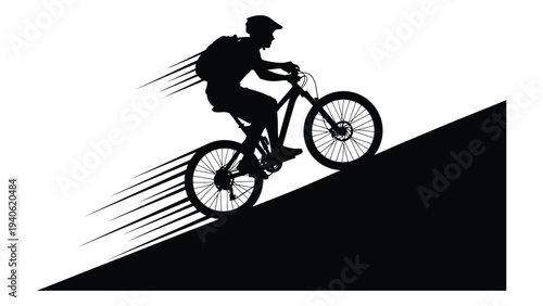 Man riding a mountain bike down a steep slope
