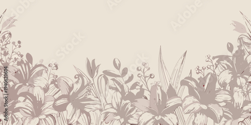 Delicate floral arrangement in muted pink tones creates a soft backdrop