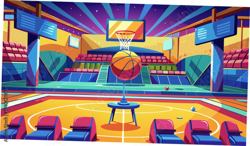 Illustration of a basketball court indoor
