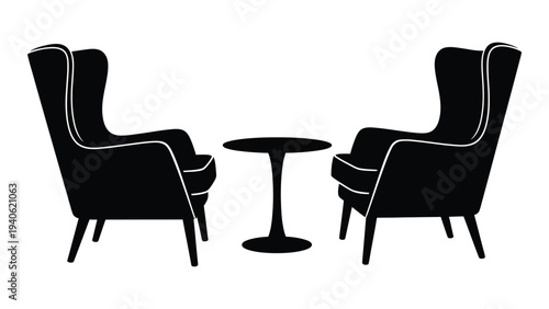 Two chairs and a table in a minimalist setting