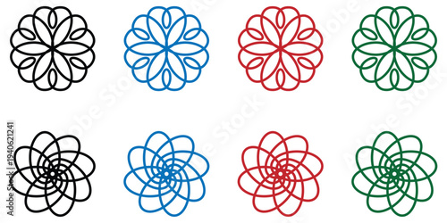 Geometric floral mandala designs vector set colorful intricate patterns for art and decoration