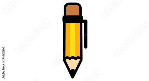 Yellow Pencil with Eraser Icon