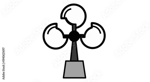 Wind speed indicator with cups on pedestal