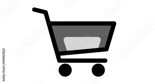 Shopping Cart Icon - Simple Black and White Design