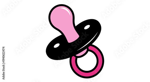 Baby Pacifier Icon - Pink and Black