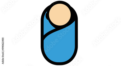 Baby wrapped in blue swaddle blanket icon