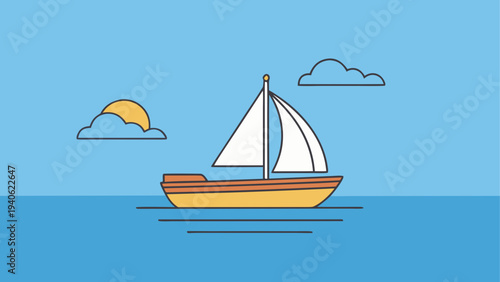 Illustration of sailboat on the water day