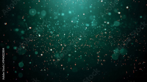 Glowing green bokeh lights background with soft blur abstract texture for design