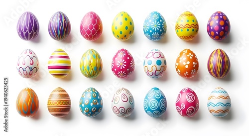 Vibrant easter eggs decorated with various colors and patterns for easter celebration