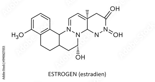 Estrogen chemical structure diagram representing female hormone
