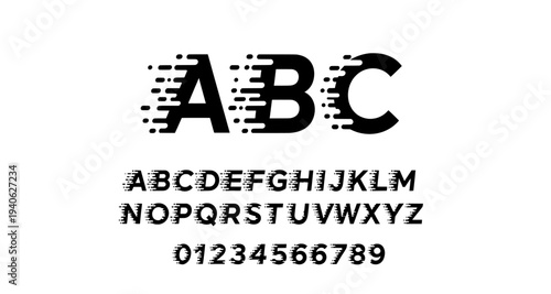 Alphabet set with speed motion effect for fast delivery logo design
