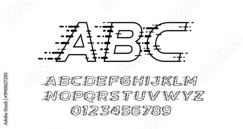 Alphabet set with speed motion effect for fast delivery logo design
