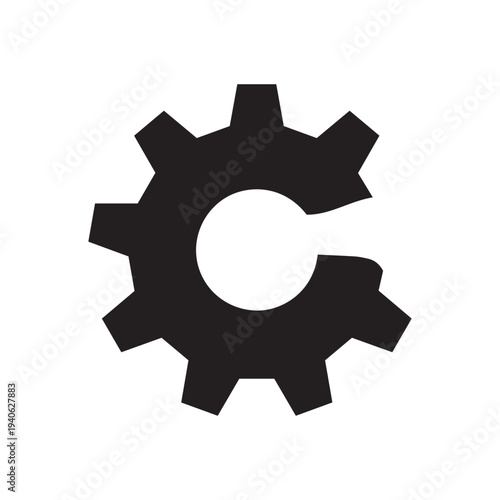 Broken gear or error icon, flat vector graphic on isolated background.
