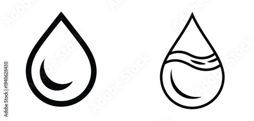 Water Drop Outline Icon, Cleanliness And Nature Concept Symbol, Minimal Line Liquid Droplet Design, Eco Fresh Water Sign For Environment And Hygiene Theme, Modern Vector Illustration Isolated On Trans