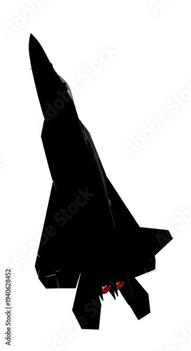 Military jet fighter silhouette, black supersonic aircraft vector, modern stealth airplane flying upwards, air force combat plane icon