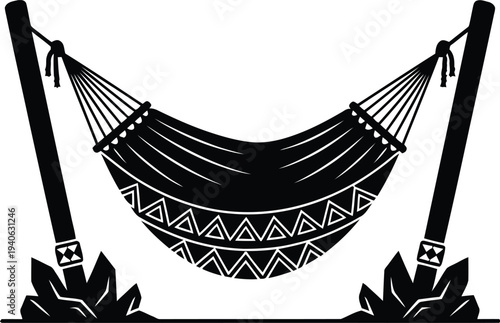 Black hammock with white on a white background pattern tropical