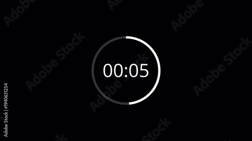 10 second countdown timer animation on a transparent background, 10 second to 0 second countdown timer with alpha channel in 4k.