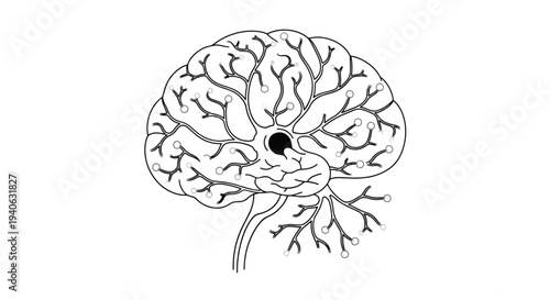 Black and white illustration of a mushroom with a distinctive cap and stem.