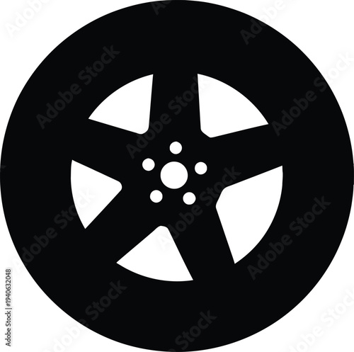 Black silhouette of car wheel tire
