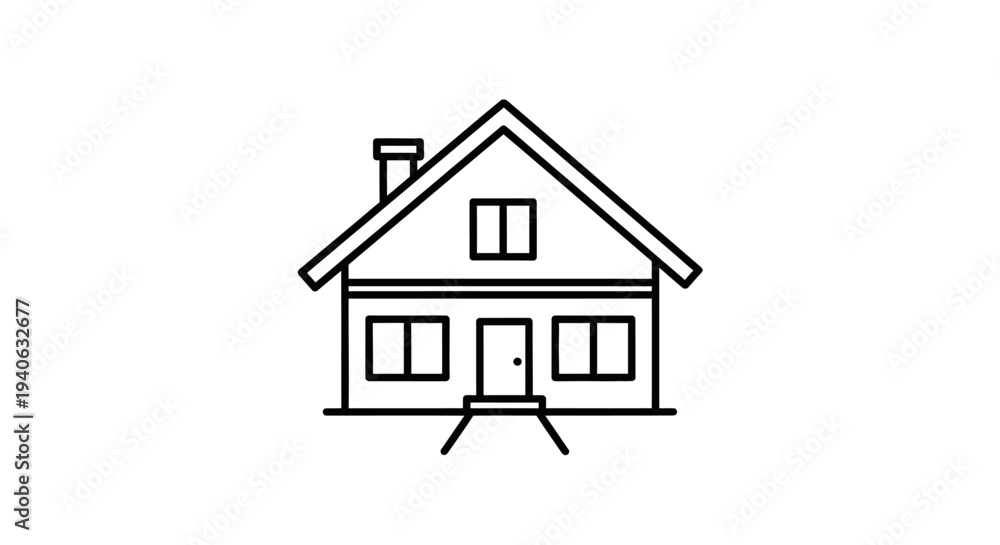 Fototapeta premium Simple house outline illustration on white background for various applications