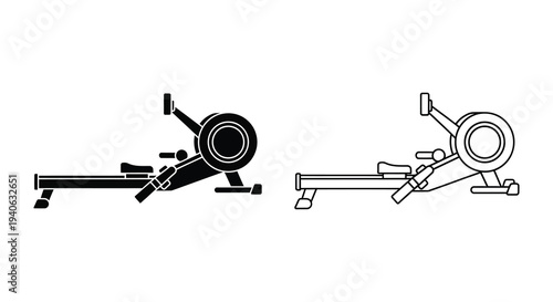 Two rowing machine icons displayed in a minimalist black silhouette