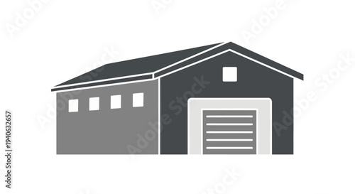 Warehouse illustration grey colors exterior isolated on white background concept