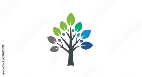 Colorful tree logo design on white background ideal for business concepts