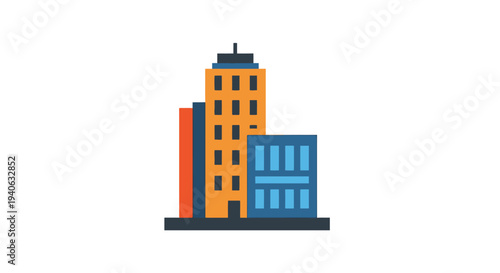Modern city buildings illustration vector graphic of skyscrapers in bright colors