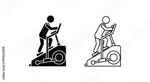 Two elliptical trainers depicted in contrasting styles a striking silhouette