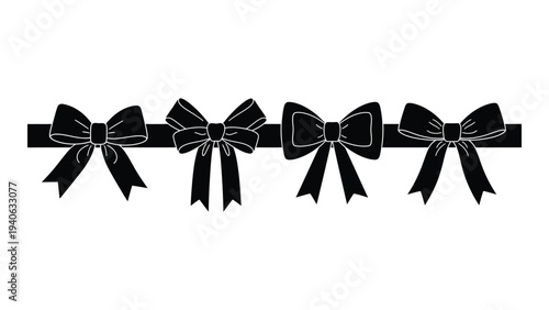 A row of black ribbons with bows