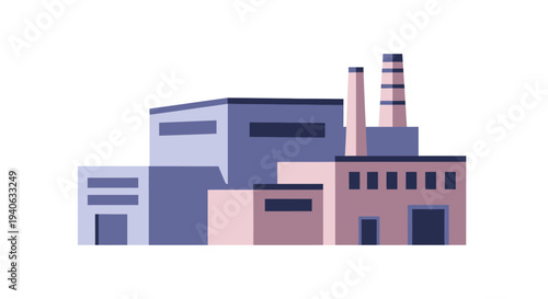 Industrial factory building illustration isolated on white background
