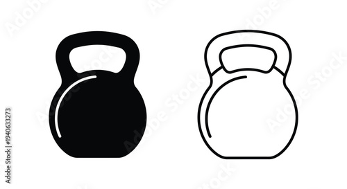 Two kettlebell depictions one solid black and one outlined a striking silhouette