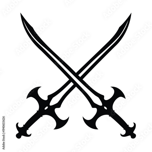 sword silhouette, medieval weapon icon symbol, vector illustration on a white background 