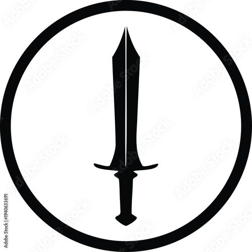 sword silhouette, medieval weapon icon symbol, vector illustration on a white background 