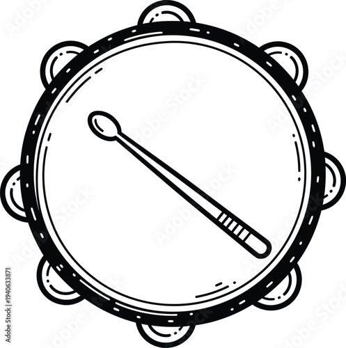 St patrick's day silhouette tambourine illustration