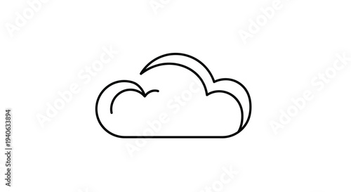 Abstract cloud outline icon for digital data storage, cloud computing, network technology, and online services concept