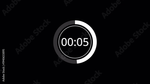 10 second countdown timer animation on a transparent background, 10 second to 0 second countdown timer with alpha channel in 4k.