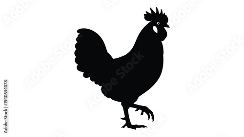 A black silhouette of a rooster