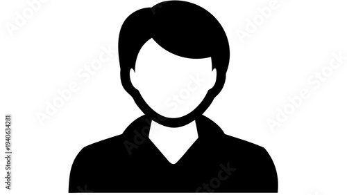 gender neutral user profile silhouette icon, simple black vector avatar, transparent background