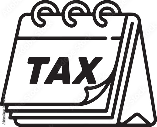 Tax day icon set. Outline Icon Collection. Vector illustration.