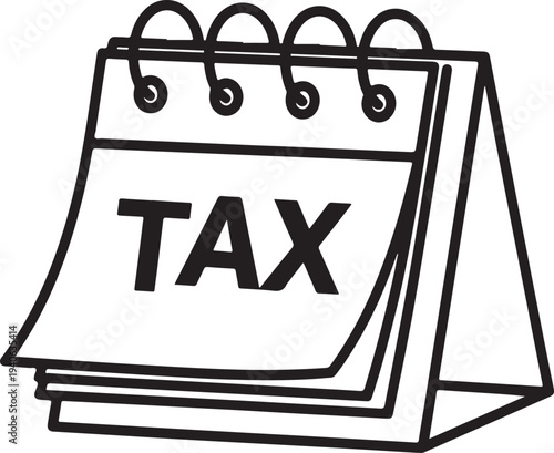Black calendar icon displaying tax day concept