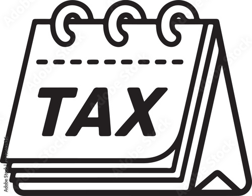 A set of black and white icons representing tax day 