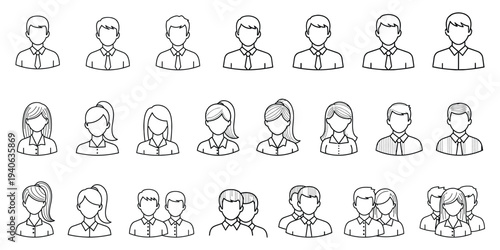 Collection of diverse cartoon style human busts