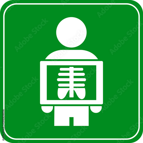 X-ray icon medical symbol of human chest radiograph for healthcare and diagnostic concepts flat vector illustration on green background