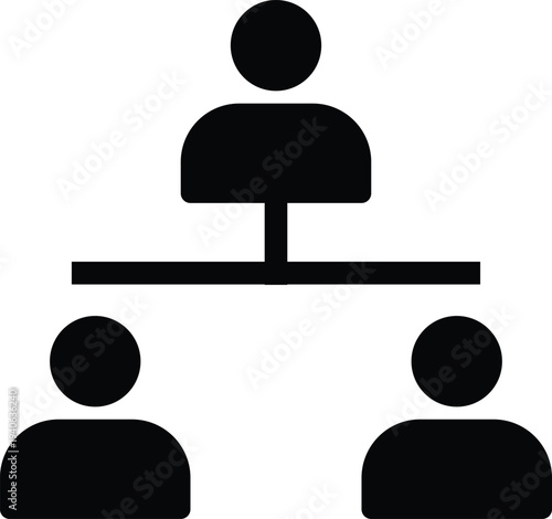 Black silhouette of three people in a hierarchical organizational chart organization chart