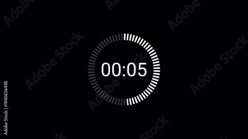 10 second countdown timer animation on a transparent background, 10 second to 0 second countdown timer with alpha channel in 4k.