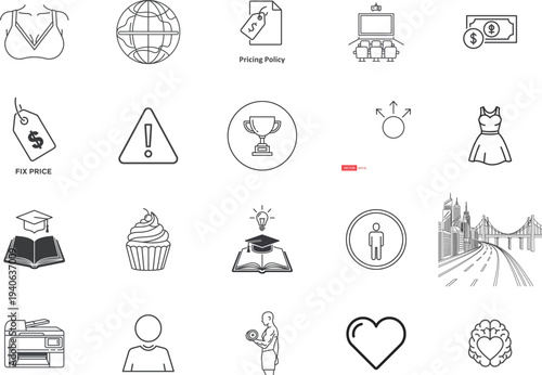 Assorted icons representing various themes and everyday concepts