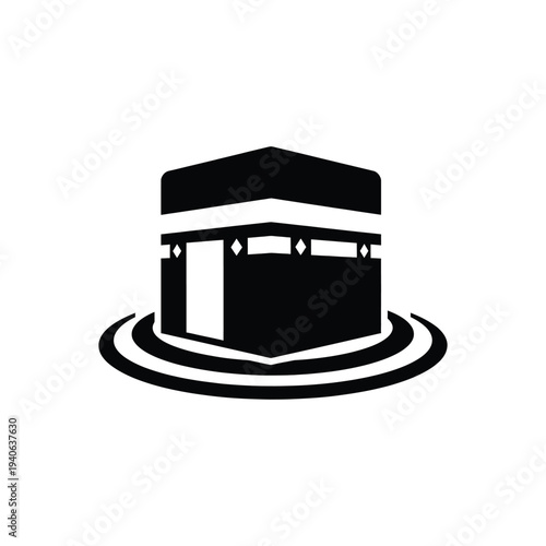 Kaaba cubeshaped building icon symbol for Islamic pilgrimage and worship in Mecca Saudi Arabia.