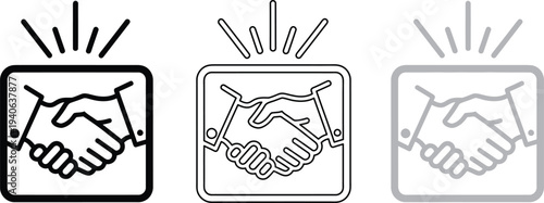 Handshake icons in different states of completion